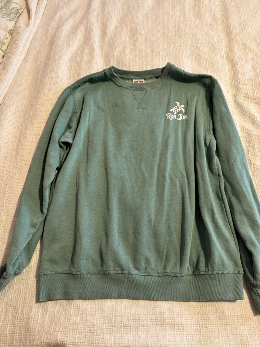 Ron Jon women's Crewneck Sweatshirt - Green with White Logo - L